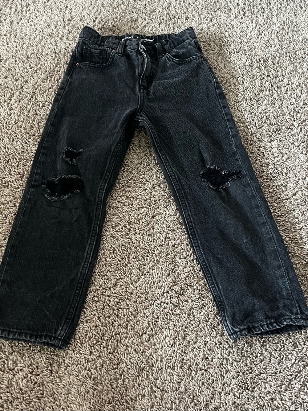 Old Navy Girls’ Distressed Black Jeans - Casual Straight Fit